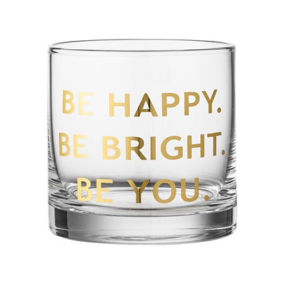Drinking Glass, Clear w/Gold text