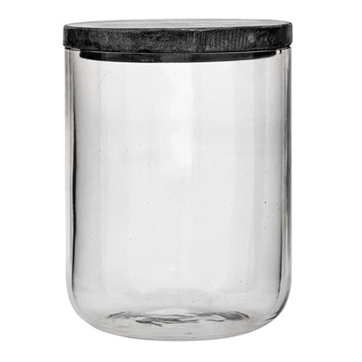 Jar w/Lid, Clear Glass w/Grey Marble Lid